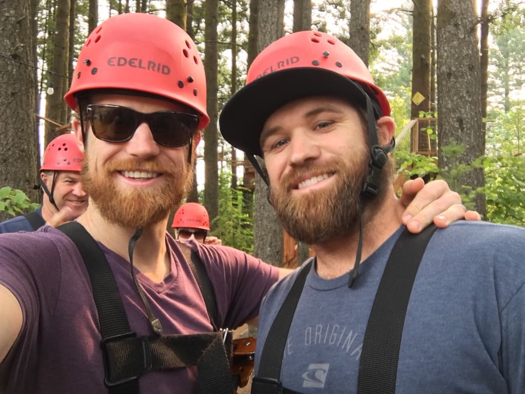 Garrett and a friend zip lining selfie